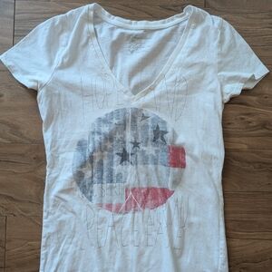 American Eagle Outfitters American Flag Graphic Fitted Short Sleeve Tee